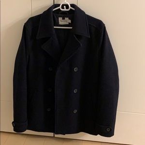 Topman Black Wool Pea Coat Size Small
